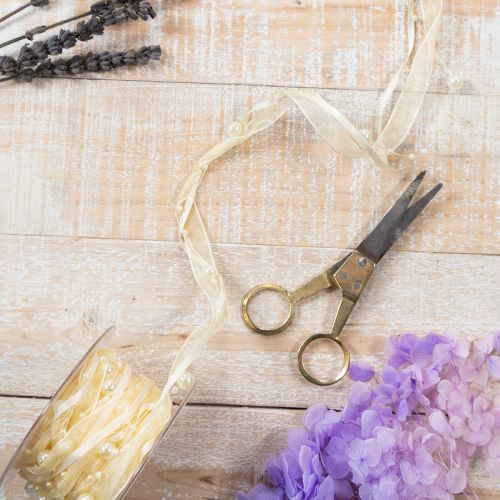 Artikel Dekoband mit Perlen Creme 20mm 5m