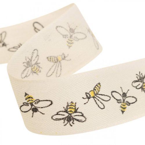 Floristik21 Dekoband Bienen Creme Schleifenband 25mm 18m