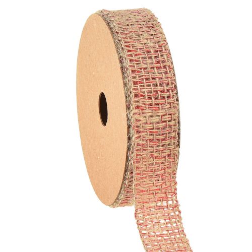 Dekoband Juteband zum Dekorieren Natur Rot 25mm 10m