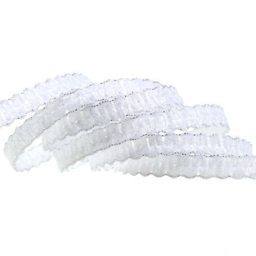 Floristik21 Dekoband Samtoptik Weiß10mm 20m