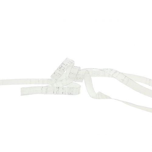 Floristik21 Dekoband Weiß mit Lurex drahtverstärkt 10mm 20m