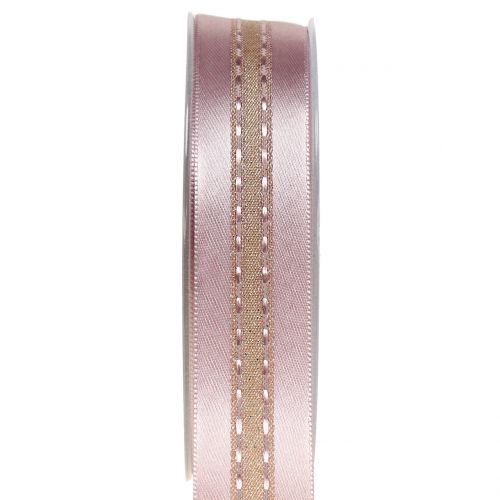 Dekoband mit Streifen-Muster Rosa 25mm 20m