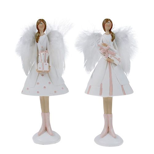 Floristik21 Dekofigur Engel Mädchen 17cm Weiß, Rosa 2St