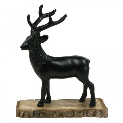 Artikel Deko Hirsch Deko Rentier Metall Holz Schwarz H25cm