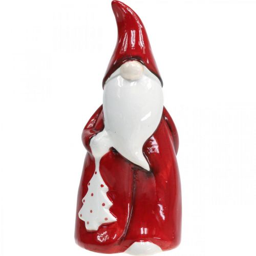 Floristik21.de Weihnachtsmann Figur Nikolaus Rot, Weiß Keramik H20cm-05897