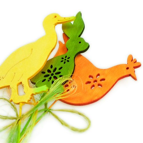 Floristik21 Deko-Figuren am Stab Holz bunt H6cm - 8cm 16 St