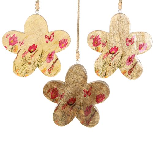 Artikel Dekohänger Holzblumen Frühling Natur Pink 16cm 3er Set für Floristen