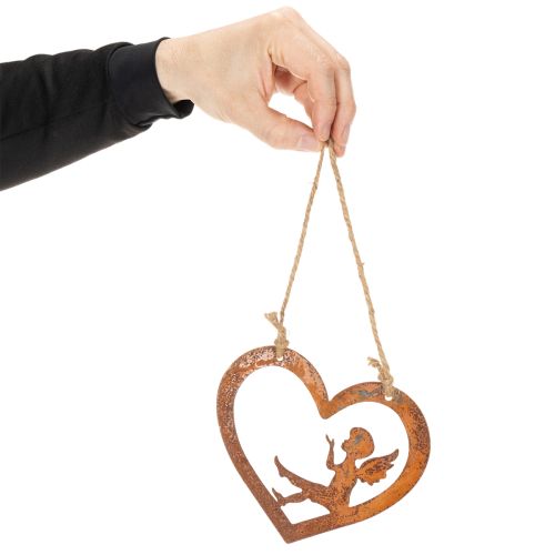 Dekohänger Metall Edelrost Deko Herz Engel Ø15cm 6St | Floristik21.de