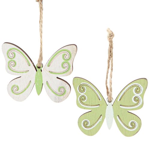 Floristik21 Dekohänger Schmetterling Holz Natur Grün 5×6cm 12 St - Frühlingsdeko für Floristen