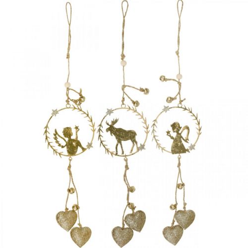 Artikel Dekohänger Fenster, Metallkranz Advent, Engel, Rentier Ø9cm 3er-Set