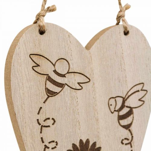 Dekohänger Holz Dekoherzen Blumen Bienen Deko 10x15cm 6St