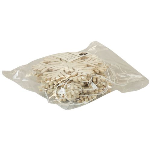 Floristik21 Dekohänger Holz Schneeflocken Deko Weiß Glitter Ø10cm 12St