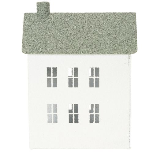 Dekohaus Metall Hausform 22cm Weiß mit Fenstern und Schornstein | Floristik21.de
