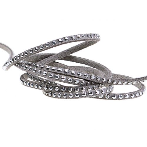 Floristik21 Dekokordel Lederband Grau mit Nietenbesatz 3mm 15m