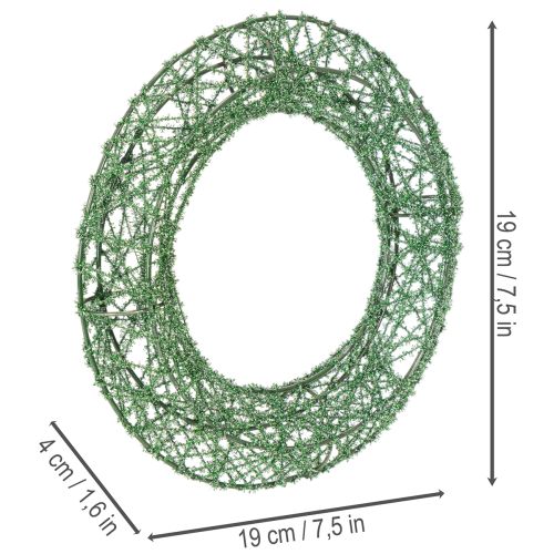 Grüner Drahtgeflechtdeko-Kranz 19 cm, 2 Stück, Metall, Innenbereich | Floristik21.de
