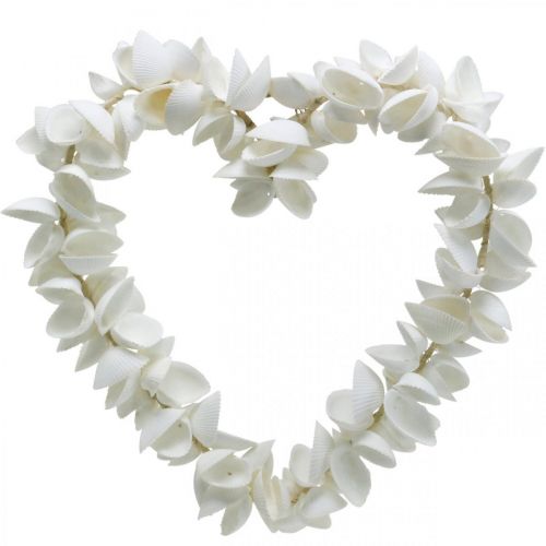 Floristik21 Muschelherz, Maritime Valentinstagdeko, Dekoherz aus Muscheln, Meeresdeko 34×34cm