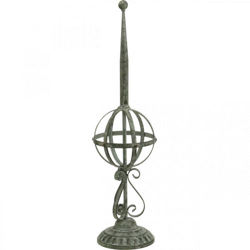 Dekoobjekt, Kranzhalter, Metalldeko Grau, Braun, Weiß Shabby Chic H62,5cm Ø16cm