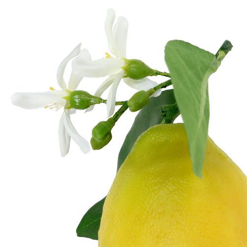 Floristik21 Dekoobst, Zitronen mit Laub Gelb 9,5cm 4St