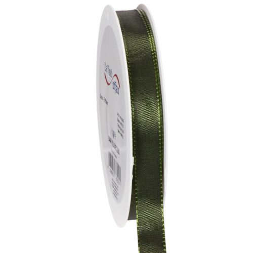 Taftband mit Webkante 15mm x 50m Moosgrün für Dekoration und Floristik