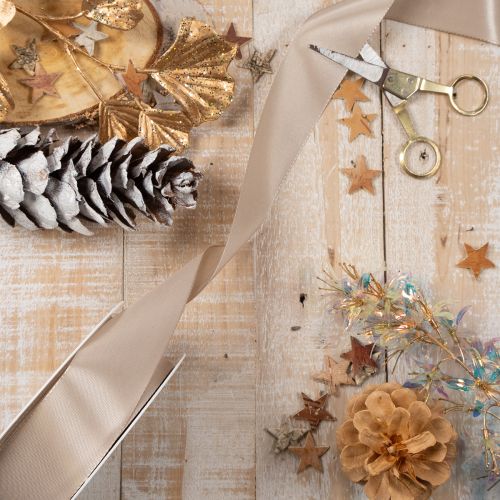 Dekoband Taftband Rolle 40mm 50m Beige | Floristik21.de
