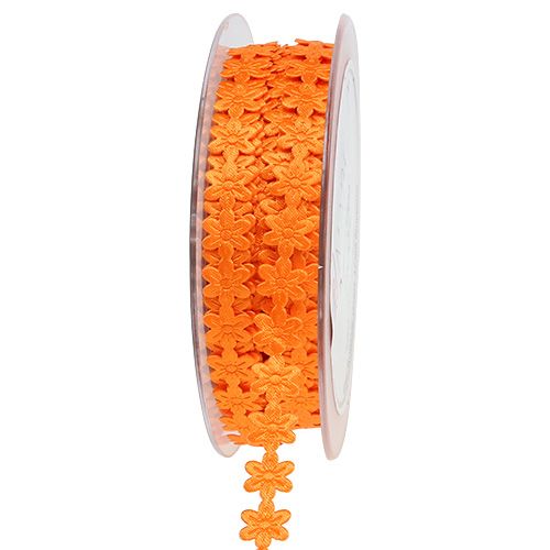 Floristik21 Dekorationsband mit Blüte 1cm Orange 20m