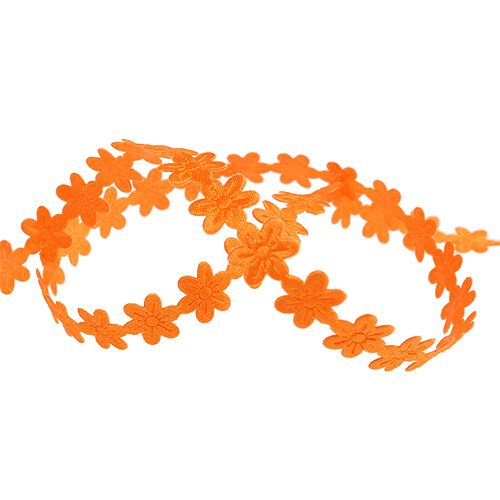 Artikel Dekorationsband mit Blüte 1cm Orange 20m
