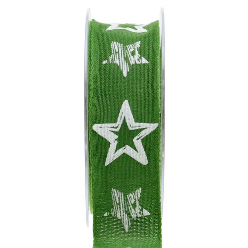 Dekorationsband Jute mit Sternmotiv Grün 40mm 15m