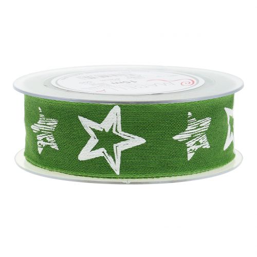 Floristik21 Dekorationsband Jute mit Sternmotiv Grün 40mm 15m