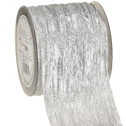 Dekorband Geschenkband Tischband Silber Hell 75mm 15m für elegante Eventdekoration