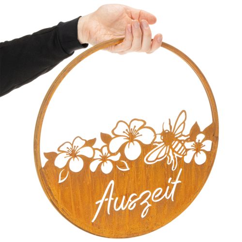 Dekoring Metall Rost Deko Blumen „Auszeit“ Edelrost Ø38cm | Floristik21.de