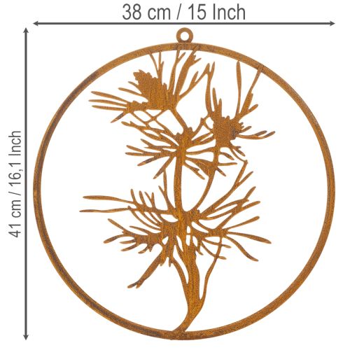 Dekoring Metallring Edelrost Wanddeko Kiefernzweig Ø38cm | Floristik21.de