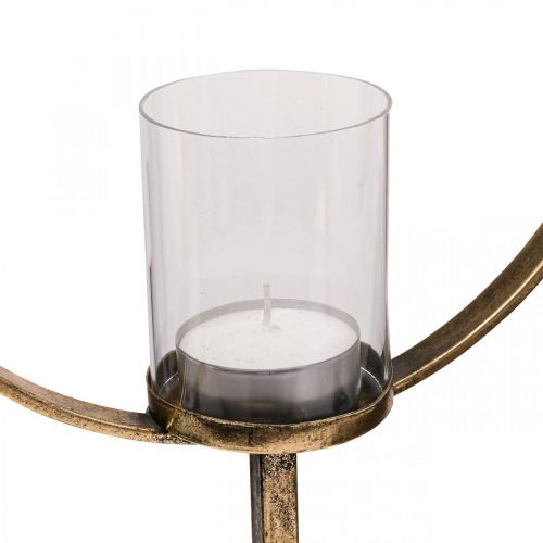 Floristik21 Dekoring Windlicht Metall Kerzenhalter Golden Glas Ø28cm