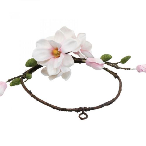 Floristik21 Dekoring Künstliche Magnolie Frühlingsdeko zum Hängen Ø24cm