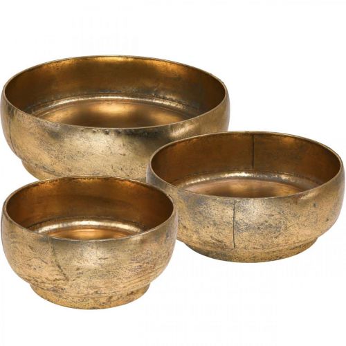 Dekoschale Metall Golden Antik Optik Ø23,5/33/43cm 3er-Set
