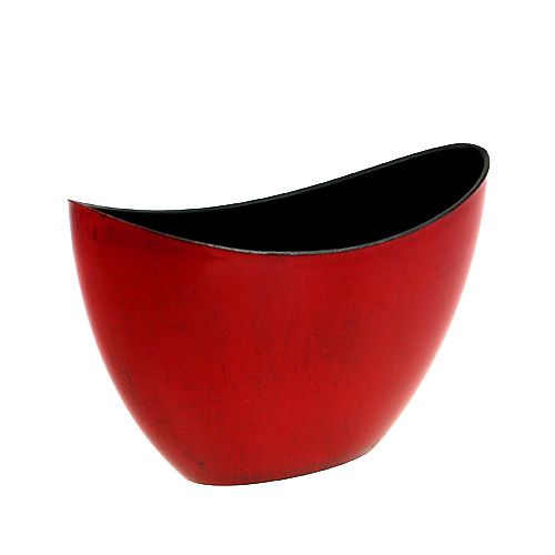 Floristik21 Dekoschale Plastik Rot-Schwarz 24cm x 10cm x 14cm, 1St