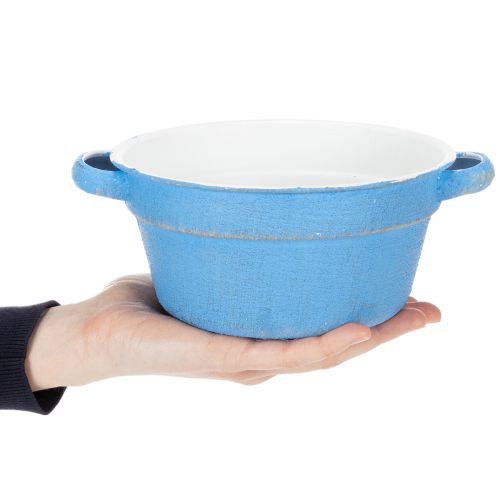 Artikel Dekoschale Übertopf Blau Metall Deko Shabby Ø17cm H8,5cm