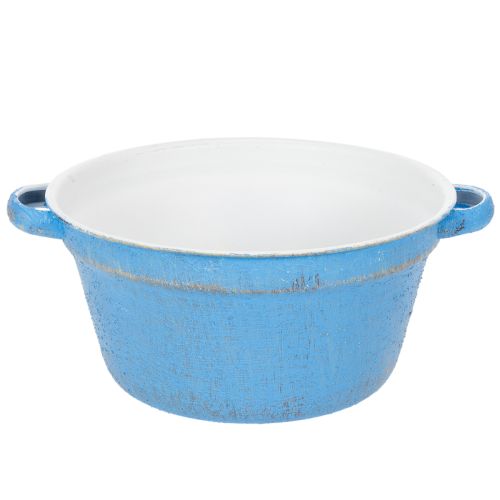 Dekoschale Übertopf Blau Metall Deko Shabby Ø21cm H10,5cm