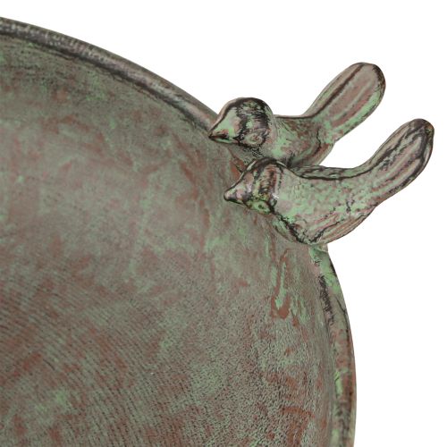 Artikel Dekoschale mit Vögeln Metall Schale Antik Grün Braun Ø30cm