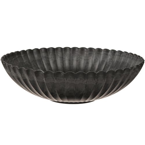 Dekoschale Rund Anthrazit Rillen Ø28cm Pflanzschale Modern