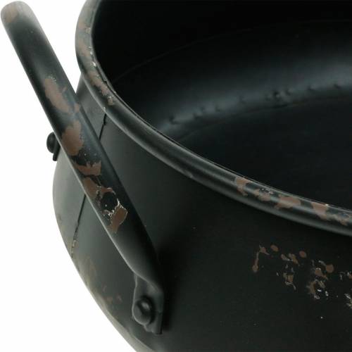 Floristik21 Dekoschale Schwarz Metall Schale Vintage Look Pflanzgefäß 2er-Set