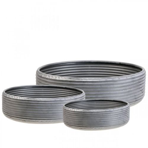 Dekoschale groß Metallschale Schale Grau 30/38/46cm Set 3St