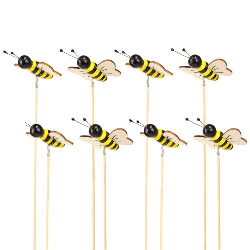 Artikel Deko-Bienenstecker Holz Bienen Schwarz-Gelb 6cm 8er Set