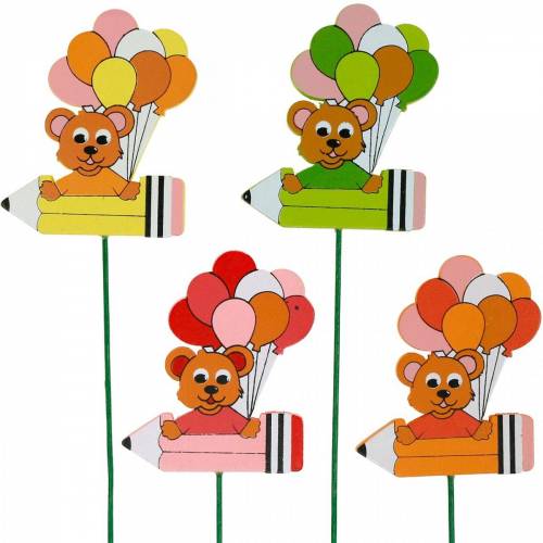 Floristik21 Dekostecker Stift mit Teddy und Ballons Blumenstecker Sommerdeko Kinder 16St