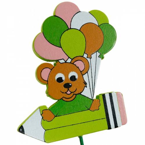 Floristik21 Dekostecker Stift mit Teddy und Ballons Blumenstecker Sommerdeko Kinder 16 St
