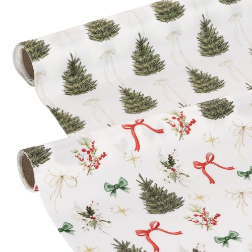 Dekostoff Meterware Weihnachten 35x120cm Motive Tannenbäume Schleifen 2 Rollen einkaufen | Floristik21.de