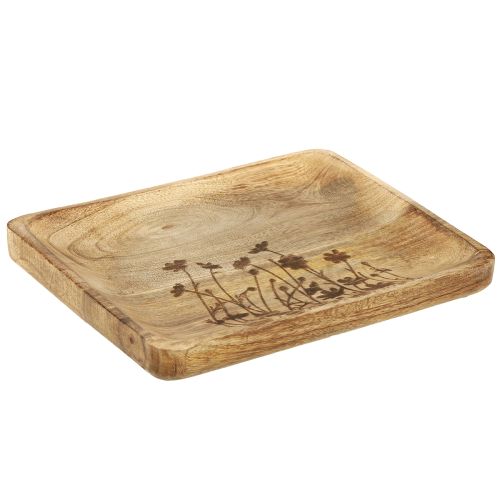 Floristik21 Deko-Tablett Mangoholz Blumenmuster Akzente Dekoration 25x20cm