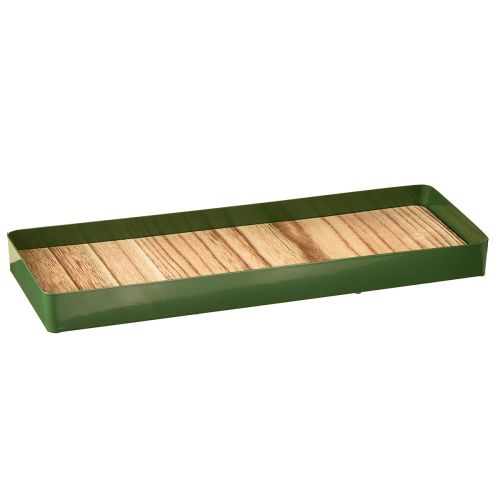 Großhandel Dekotablett Grün Metall Holz 35,5x11x3cm 2St Großhandel