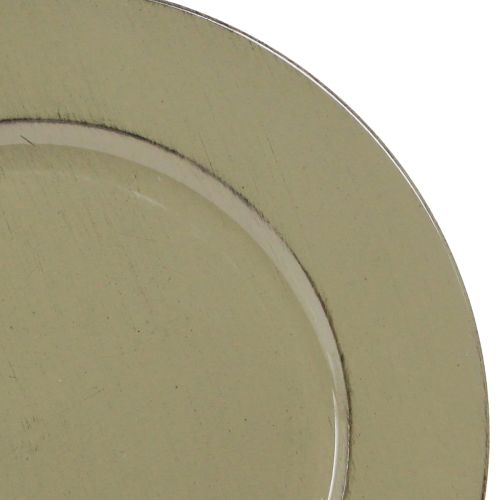 Artikel Dekoteller Grün Ø33cm Vintage Moosgrün Braun Kunststoff