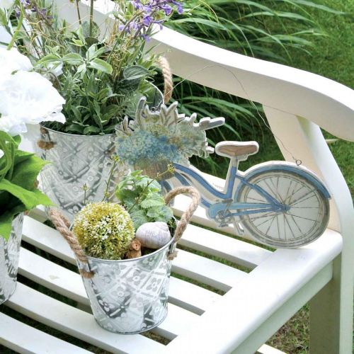 Floristik21 Dekotopf aus Metall, Pflanztopf mit Blumenmuster, Metallgefäß zum Bepflanzen Ø20,5cm