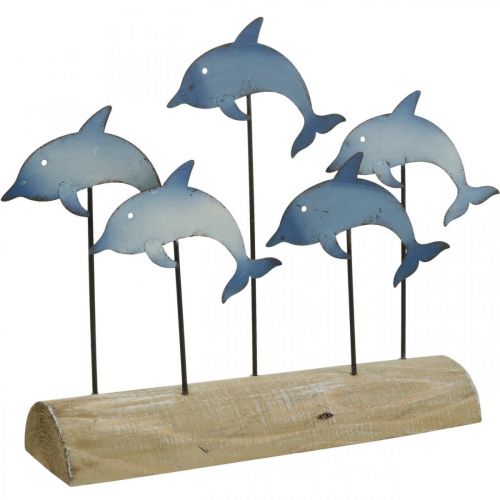 Delfine zum Stellen, Meerdeko, Maritime Metalldeko H24,5cm L32,5cm